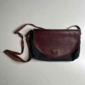 R. Riveter Leather Canvas Crossbody Bag Brown Black Handmade USA Messenger Purse